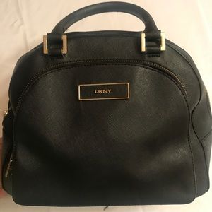 DKNY Black Leather Satchel Handbag